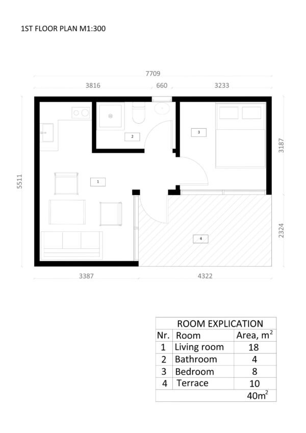 Isolert Anneks Maribor, 40 m²