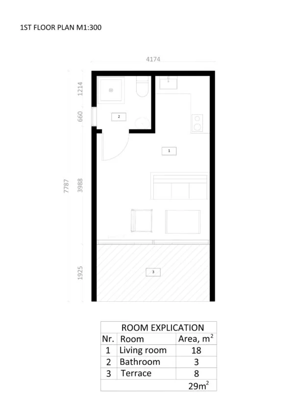 Isolert Anneks Tripoli, 29 m²