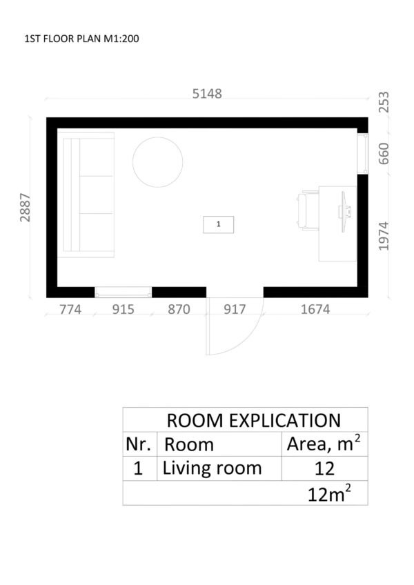 Mikrohus Amman, 12 m²
