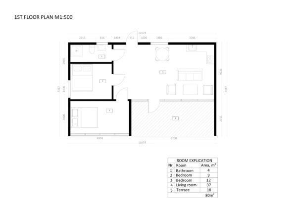 Moderne Ferdighytter Brasília, 80 m²