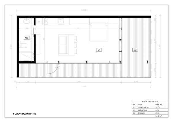 Moderne Ferdighytter Oxton, 54 m²