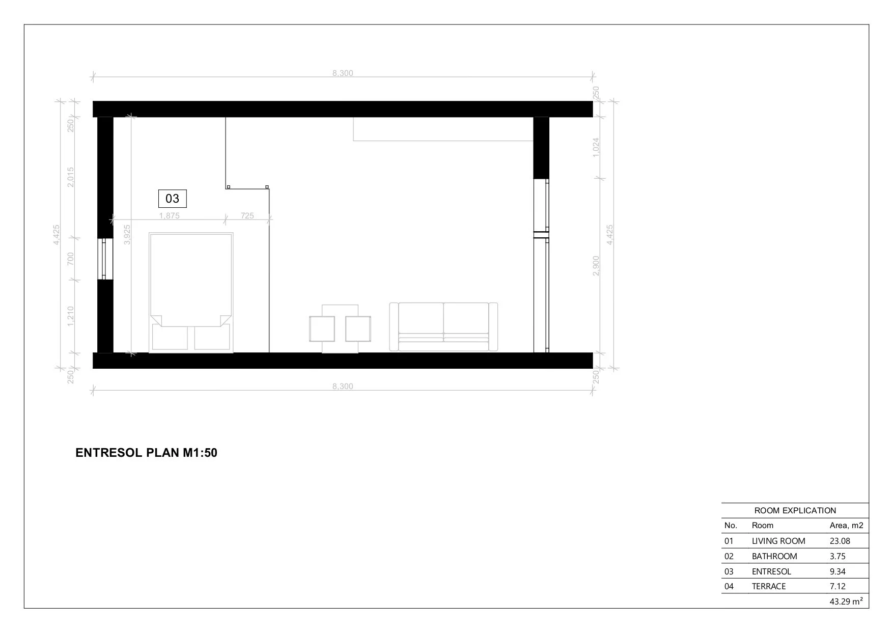 Moderne Ferdighytter Paris, 43 m²