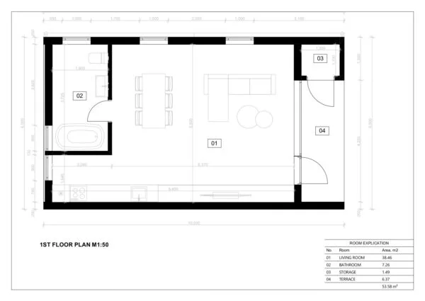 Moderne Ferdighytter Valletta, 54 m²