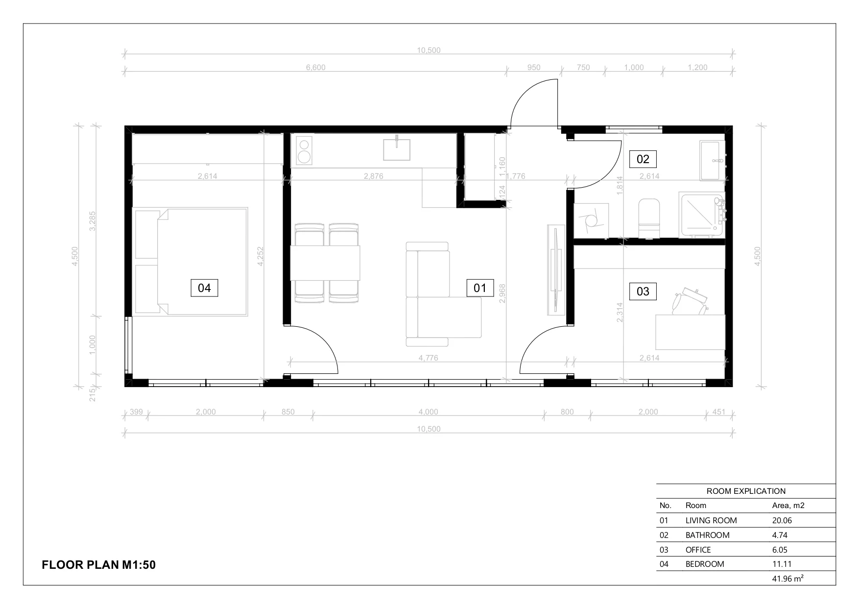 Moderne Ferdighytter Kiel, 47 m²