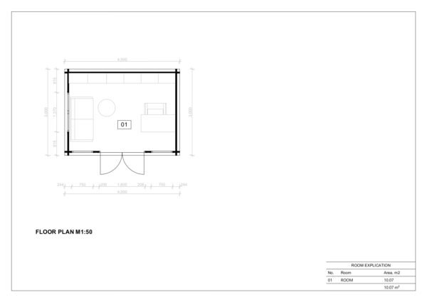 Tømmerhytte 44mm Bergen, 12 m²