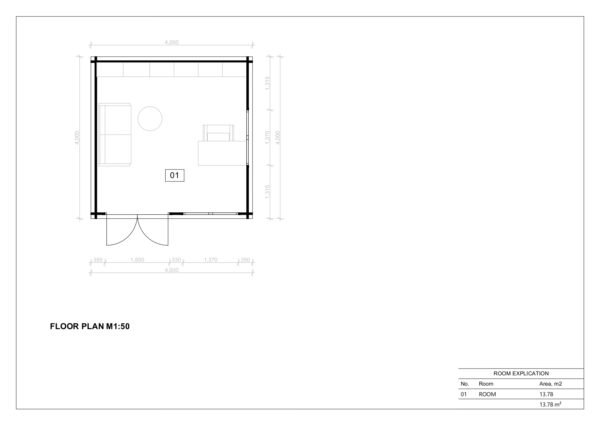 Tømmerhytte 44mm Kristiansand, 16 m²