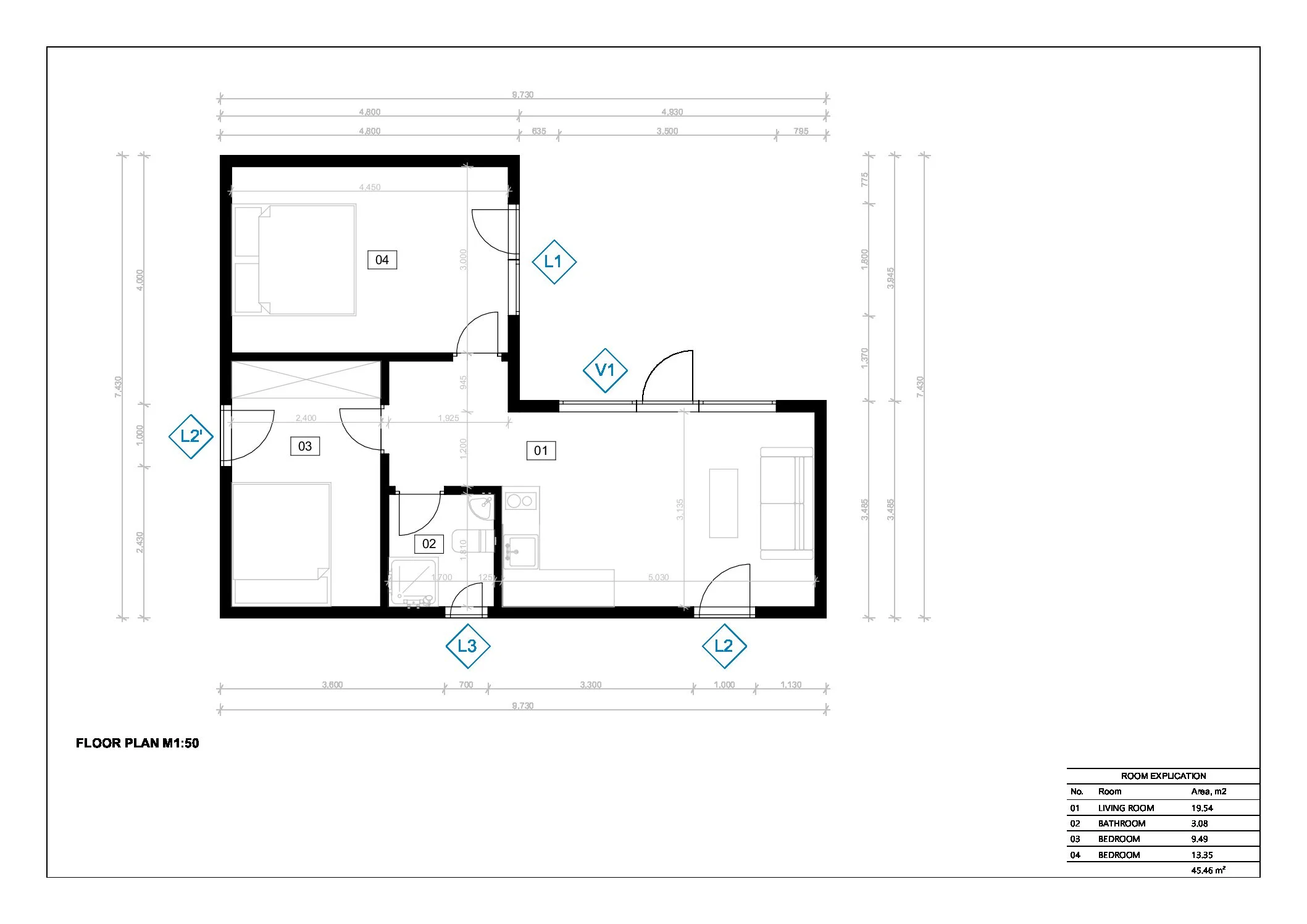 Liten Ferdighytter Tiberius, 45 m²