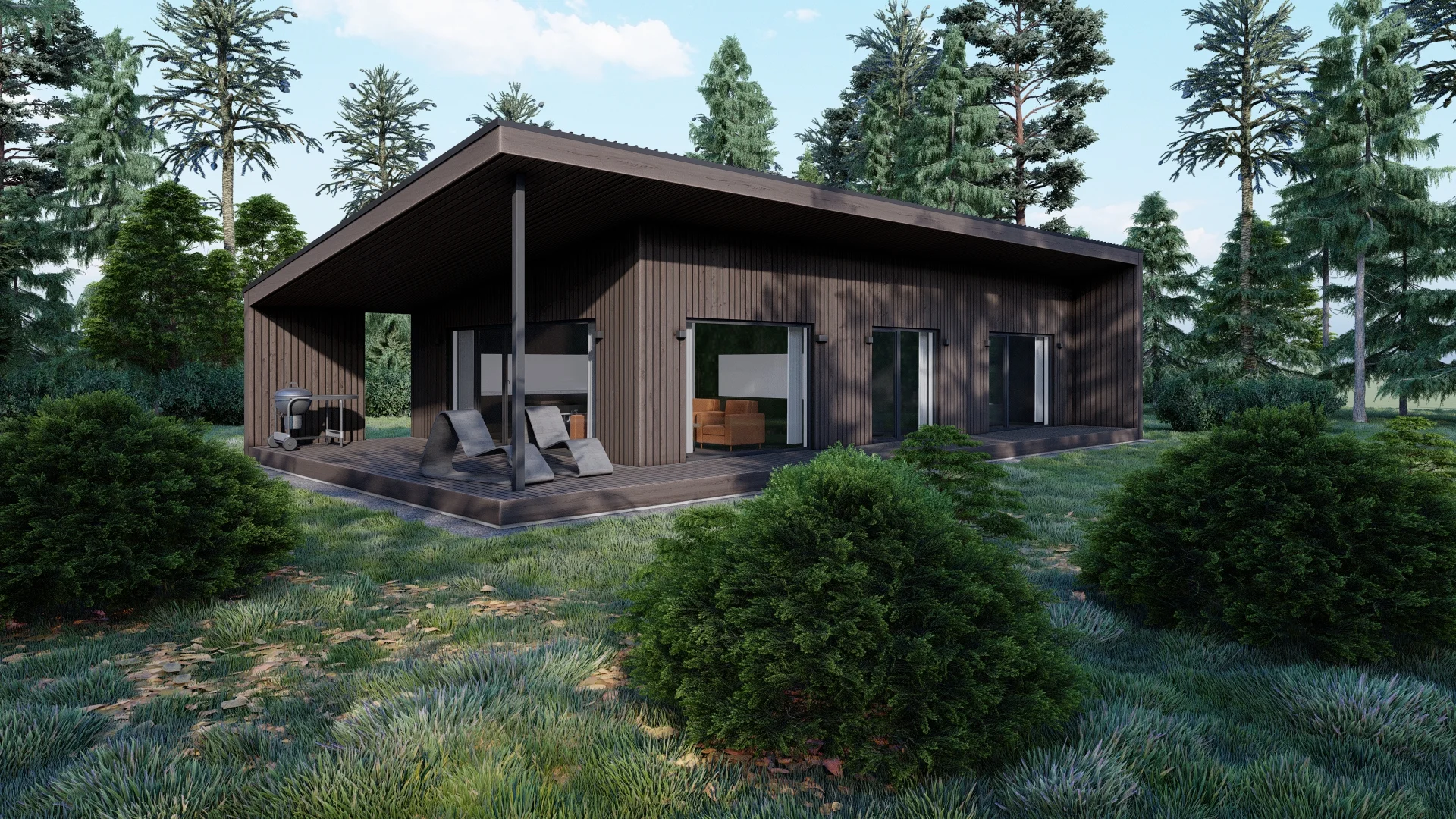 Moderne Ferdighytter Vespasian, 80 m²